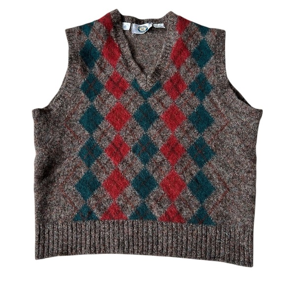 harbour club Sweaters - Vintage 100% Pure Shetland Wool Argyle Sweater Vest, Medium, Made in England